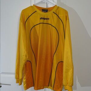 Uhlsport Bright Yellow Gold Long Sleeve soccer padded Goalie GK Jersey XL Mens